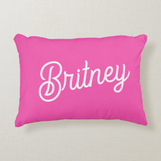 Modern Hot Pink Personalised Monogram and Name Decorative Cushion