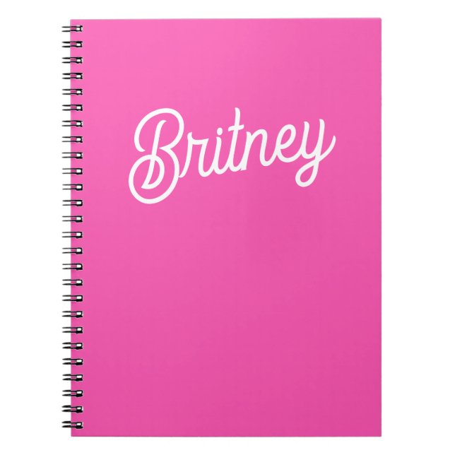 Modern Hot Pink  Personalised Monogram and Name  Notebook (Front)