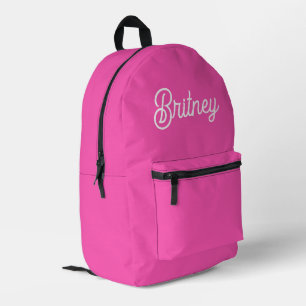 Modern Hot Pink  Personalised Monogram and Name  Printed Backpack