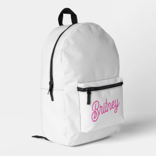 Modern Hot Pink Personalised Monogram and Name Printed Backpack
