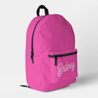Modern Hot Pink Personalised Monogram and Name Printed Backpack