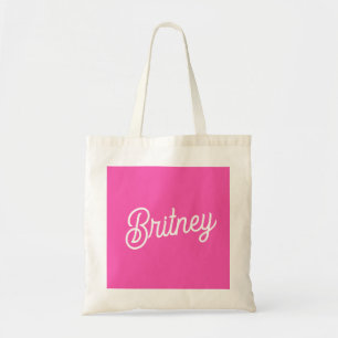 Modern Hot Pink  Personalised Monogram and Name  Tote Bag