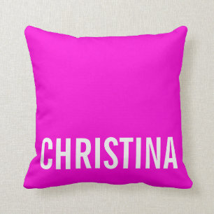 Modern Hot Pink Personalised Name Pillow