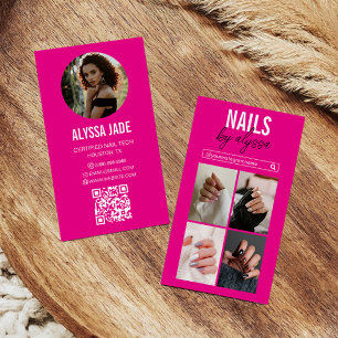 Modern Hot Pink Photo Collage Instagram IG Business Card