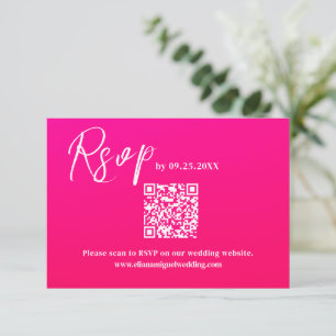 Modern hot Pink QR Code Response Card wedding RSVP
