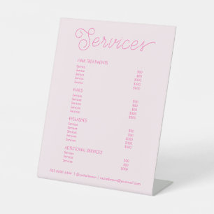 Modern Hot Pink Salon Price List Service Menu Pedestal Sign