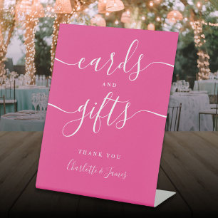 Modern Hot Pink Signature Script Cards And Gifts Pedestal Sign