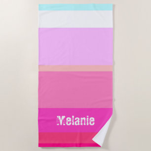 Modern Hot Pink Stripes Custom Beach Towel