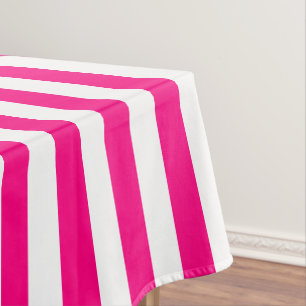 Modern Hot Pink Wide Stripe Tablecloth