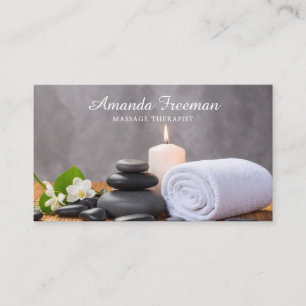 Modern Hot Stones Message Therapy Business Card