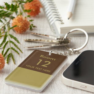 Modern Hotel lodge Resort Custom Room Gold Brown Key Ring