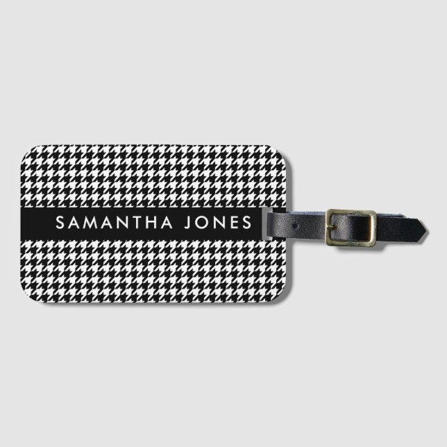 Modern Hounds Tooth Luggage Tag (Front Horizontal)