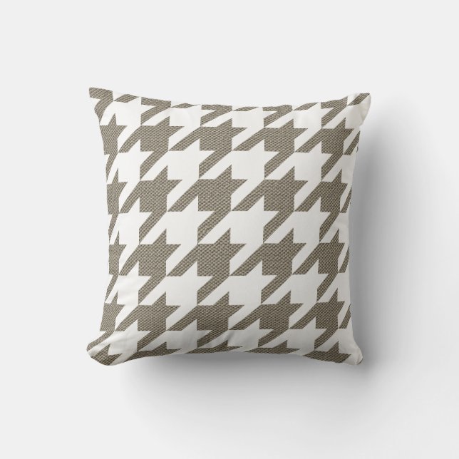 Modern Houndstooth, White with Texture Cushion (Front)