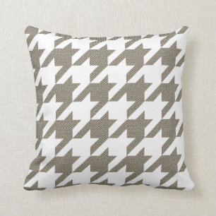 Modern Houndstooth, White with Texture Cushion