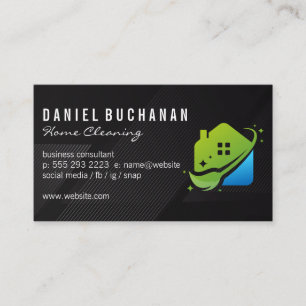 Modern House Cleaning Broom Logo  Business Card