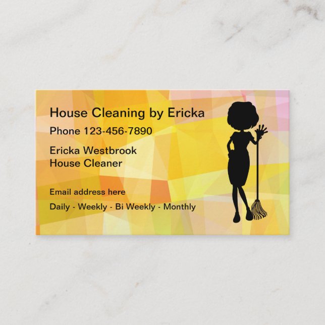 Modern House Cleaning Business Cards (Front)