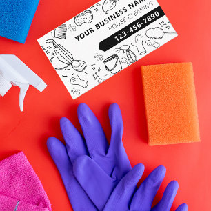 Modern House Cleaning Housekeeping Janitorial Business Card