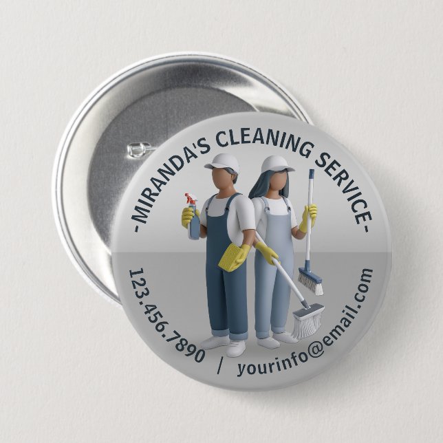 Modern House Cleaning Maid Service Housekeeping 7.5 Cm Round Badge (Front & Back)