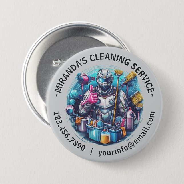 Modern House Cleaning Maid Service Housekeeping 7.5 Cm Round Badge (Front & Back)