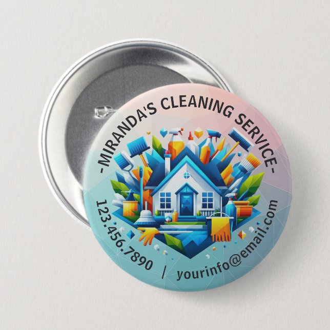 Modern House Cleaning Maid Service Housekeeping 7.5 Cm Round Badge (Front & Back)