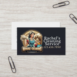 Modern House Cleaning Maid Service Housekeeping Business Card