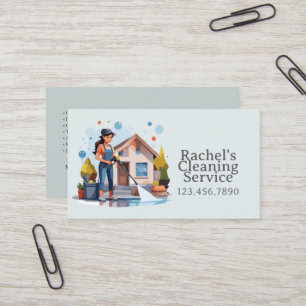 Modern House Cleaning Maid Service Housekeeping Business Card