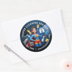 Modern House Cleaning Maid Service Housekeeping Classic Round Sticker