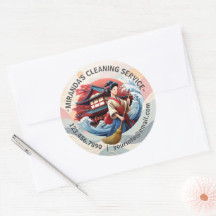 Modern House Cleaning Maid Service Housekeeping Classic Round Sticker