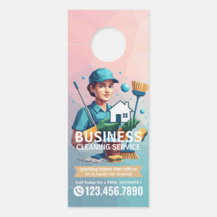 Modern House Cleaning Maid Service Housekeeping Door Hanger