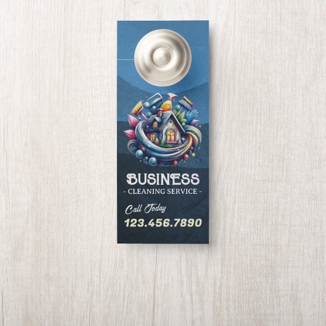 Modern House Cleaning Maid Service Housekeeping Door Hanger (On Knob)