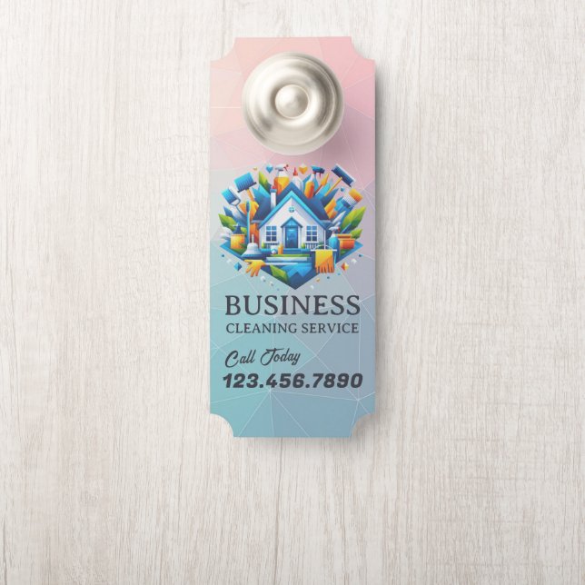 Modern House Cleaning Maid Service Housekeeping Door Hanger (On Knob)