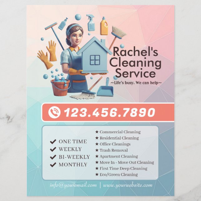 Modern House Cleaning Maid Service Housekeeping Flyer (Front)