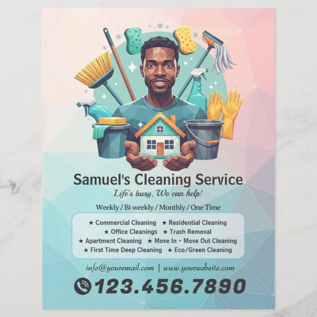 Modern House Cleaning Maid Service Housekeeping Flyer (Front)
