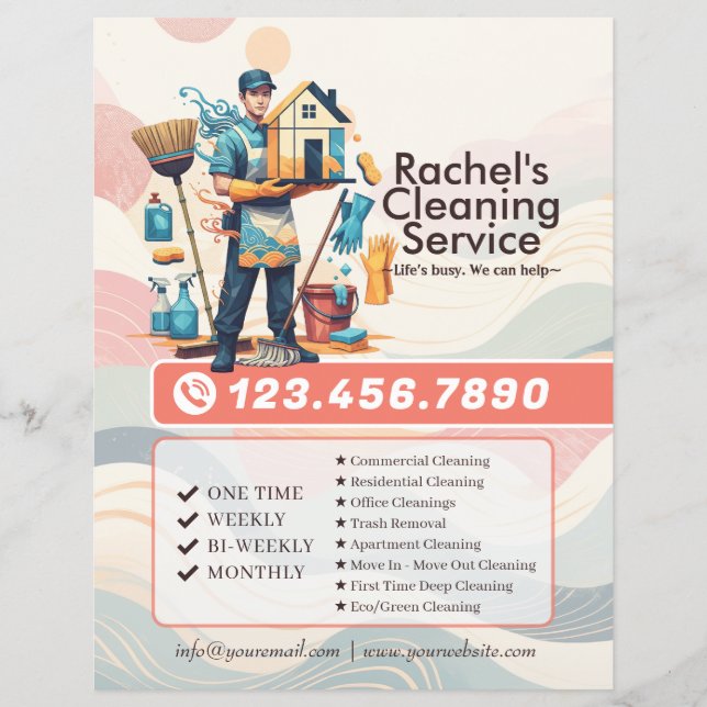 Modern House Cleaning Maid Service Housekeeping Flyer (Front)