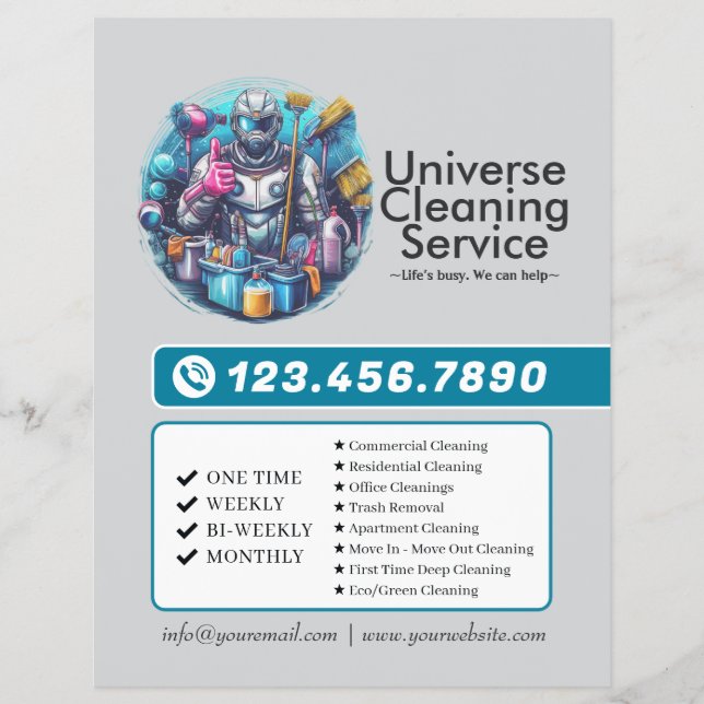 Modern House Cleaning Maid Service Housekeeping Flyer (Front)