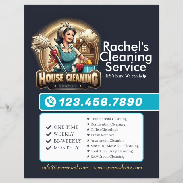 Modern House Cleaning Maid Service Housekeeping Flyer (Front)