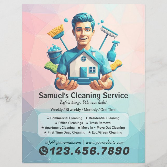 Modern House Cleaning Maid Service Housekeeping Flyer (Front)