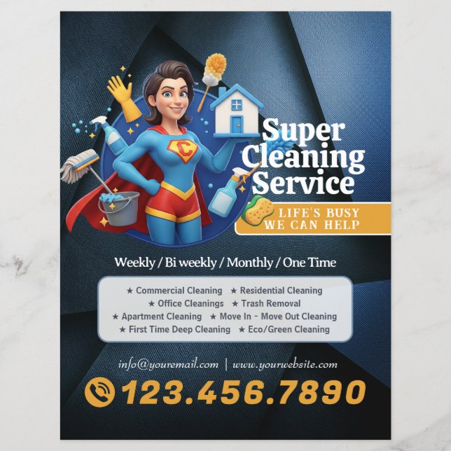 Modern House Cleaning Maid Service Housekeeping Flyer (Front)