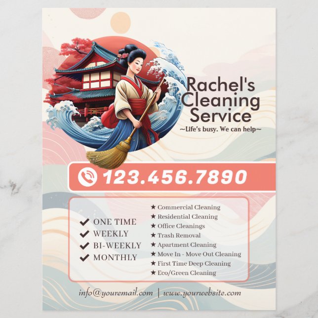Modern House Cleaning Maid Service Housekeeping Flyer (Front)