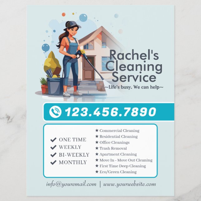 Modern House Cleaning Maid Service Housekeeping Flyer (Front)