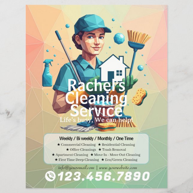 Modern House Cleaning Maid Service Housekeeping Flyer (Front)