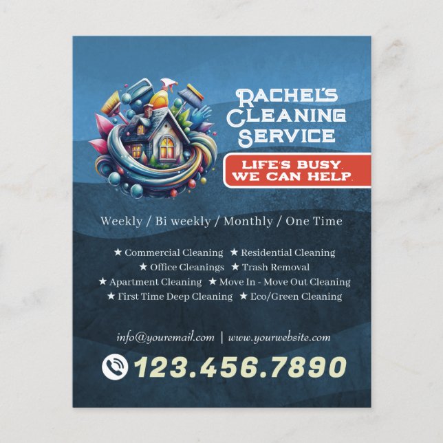 Modern House Cleaning Maid Service Housekeeping Flyer (Front)