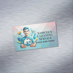 Modern House Cleaning Maid Service Housekeeping Magnetic Business Card