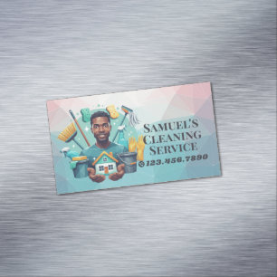 Modern House Cleaning Maid Service Housekeeping Magnetic Business Card
