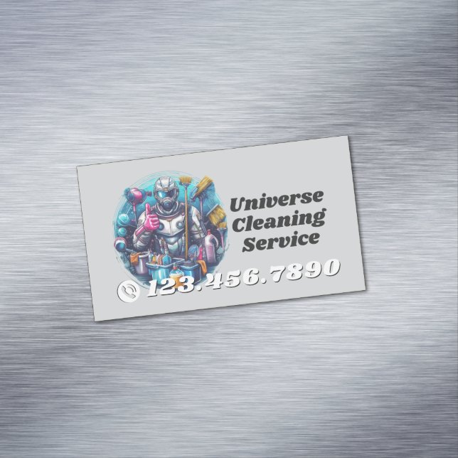 Modern House Cleaning Maid Service Housekeeping Magnetic Business Card (In Situ)