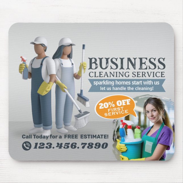Modern House Cleaning Maid Service Housekeeping Mouse Mat (Front)