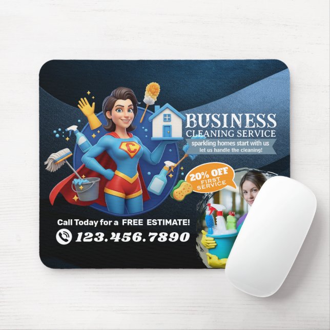 Modern House Cleaning Maid Service Housekeeping Mouse Mat (With Mouse)