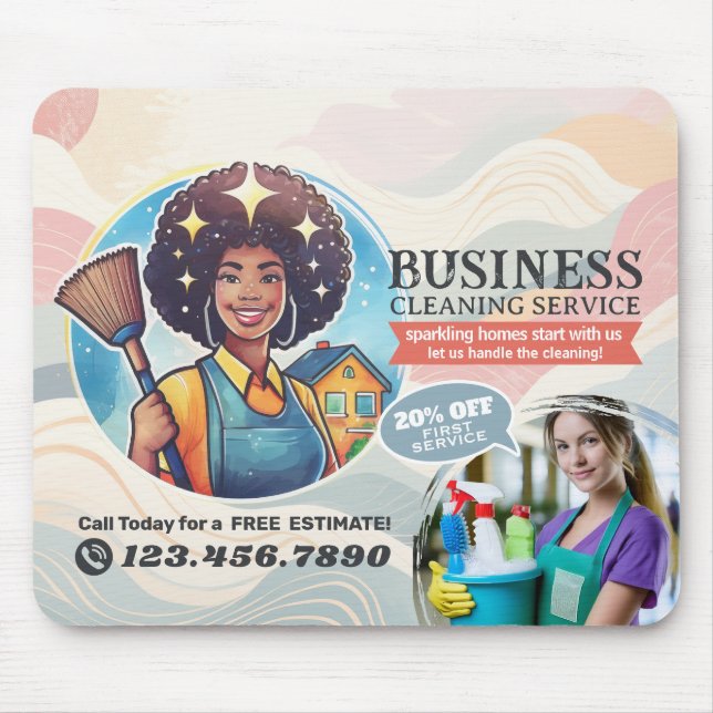 Modern House Cleaning Maid Service Housekeeping Mouse Mat (Front)