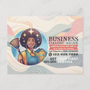 Modern House Cleaning Maid Service Housekeeping Postcard