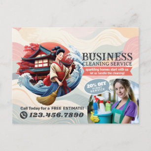 Modern House Cleaning Maid Service Housekeeping Postcard